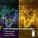 Christmas Lights, 206FT 600LED Outdoor String Lights Plug in, Waterproof Twinkle Fairy Light, Color Changing, 11 Lighting Modes, Timing, for Party House Yard Bedroom- Warm to Multicolor