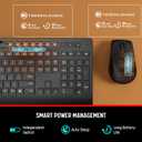 Trueque Wireless Keyboard and Mouse Combo - Full-Size Quiet Keyboard with Palm Rest, Phone Holder, Multimedia Keys, Power Switch, Compatible with Windows, Chrome OS, PC, Laptop (Batteries Included) (Black)