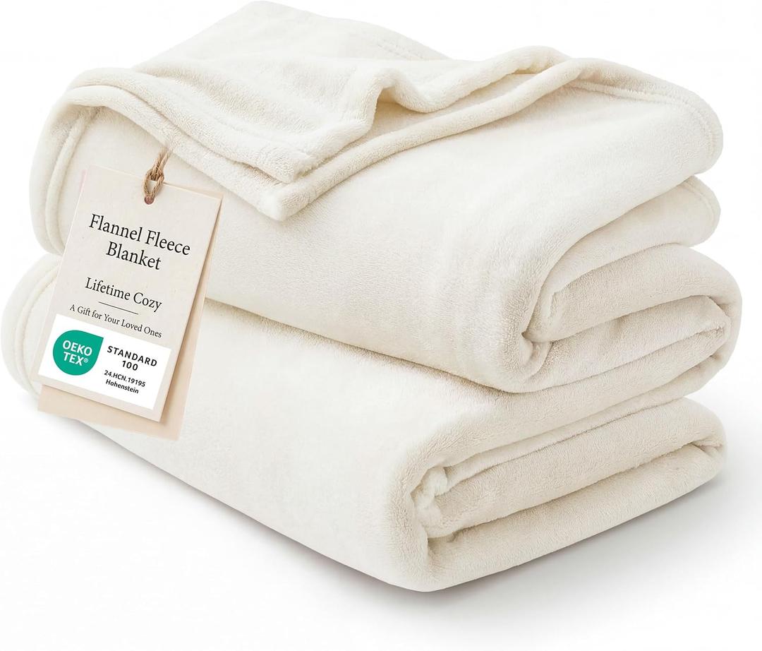 Bedsure Fleece Blankets King Size Cream - Bed Blanket Soft Lightweight Plush Cozy Fuzzy Luxury Microfiber, 108x90 inches