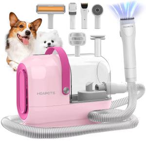 HEAPETS Dog Grooming Vacuum Kit - 3L Vacuum with 7 Tools, Low Noise Electric Clipper and Brush for Pet Shedding at Home, Pink