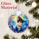 3 x Christian Gifts: Stained Glass Jesus Ornament | Christmas Ornaments (Christmas Tree Ornaments), Religious Holiday Decor, Jesus Christ Decoration, Religious Gifts & Xmas Gift