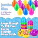 12 PCS Jumbo Easter Eggs 6 Inch Giant Plastic Bright Solid Easter Eggs Assorted Colors Large Fillable Easter Egg for Easter Party Favor Easter Eggs Hunt Easter Basket Stuffers Fillers Classroom Prize