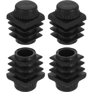 uxcell 4 Set Leveling Feet, M6x15x15mm Plastic Adjustable Furniture Leg Leveling Square Threaded Insert Screw-in Glide Levelers for Table Chair Furniture, Black