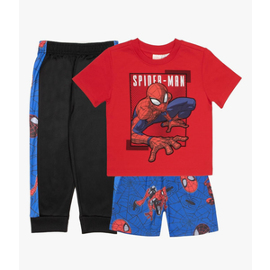 Marvel Spider-Man Boys 3-Piece Superhero Jogger Set - Spidey, Miles Morales Graphic T-Shirt, Shorts, & Sweatpants Bundle 10 Size