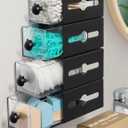 Qtip Holder for Bathroom Wall Organizer  Bathroom Decor, Dorm Room Essential, Small Q-tip Dispenser for Cotton Swabs, Balls, Pads, Floss Picks  Office Storage, Vanity Makeup Organizer(4 Pcs)