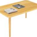 Square Coffee Table Low Table with 4 Solid Wood Sturdy Legs,Floor Table Desk for Sitting on The Floor,19.7"D x 31.5"W x 16"H Inches,Living Room/Toy room Furniture,Rental house Furniture(Natural)