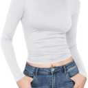 Long Sleeve Shirts for women-Underscrub Crew Neck Slim Fit Basic Tops for Teens Workout Going Out Y2K Fall Fashion 2025 (X-Small)