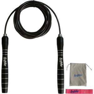 LANGETUKEE Speed Jump Rope - Professional Aluminum Alloy Skipping Rope with 360 Bearings - Adjustable 4mm Steel Cable for Double Unders, Boxing, MMA, HIIT & Cardio Training - Anti-Slip Grip (Black)