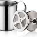 304 Stainless Steel Double-layer Manual Foamer for Milk Coffee, etc. (14 oz)