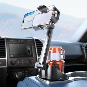 eSamcore Cup Holder Phone Holder, Unobstructed Cup Holder Phone Mount for Your Car Cupholder (2.5"-4") with Flexible C-Shaped Base, 360 Swiveling, 0.8" Deep Clamp Compatible with iPhone 4.7"7"