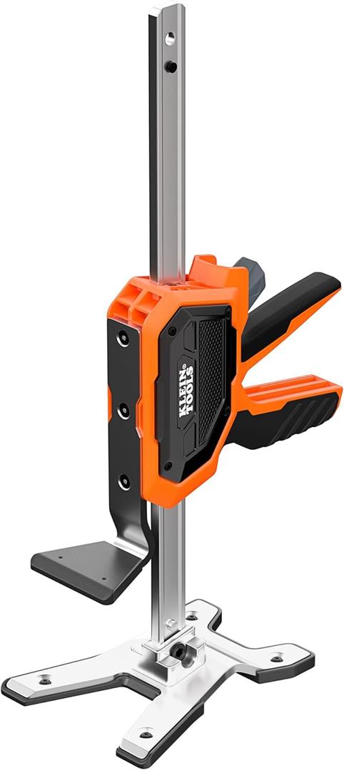 Klein Tools 77000 Heavy-Duty Construction Jack, 350-Pound Capacity, 10-Inch Lift Range, Drywall Lift Tool, Hands-Free Lifting, Clamping Capable, Non-Marring Foot Pads
