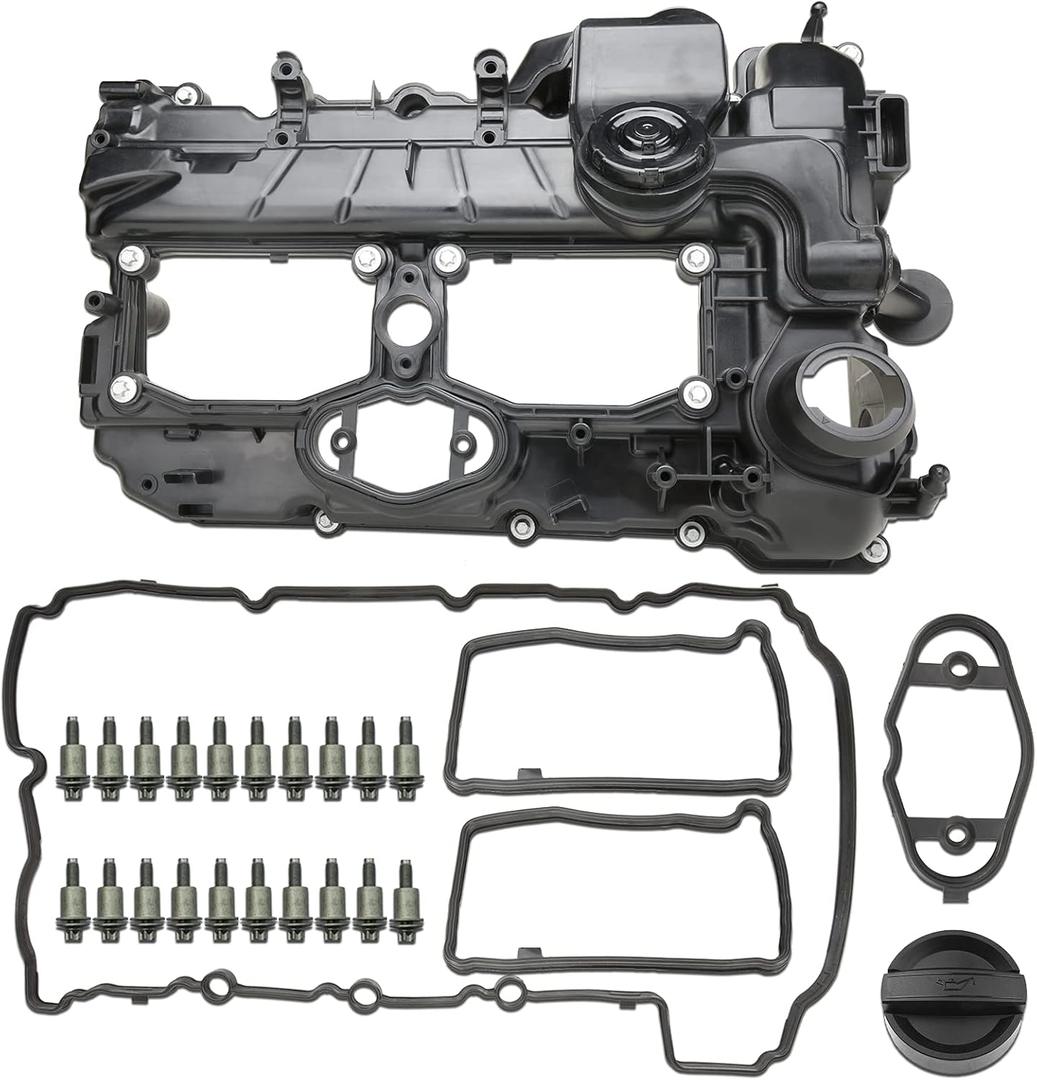 MITZONE N20 Engine Valve Cover with Gasket Bolts Oil Cap for BMW 2012-2018 528i 528i xDrive 328i 328i GT xDrive 320i 428i X1 X3 X4 X5 Z4 2.0L Replace 11127588412