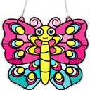 Qyeahkj Butterfly Craft Kits Stained Glass for Spring Butterfly Sticker Suncatcher Made Easy Activity Kit Decorations for Sun Catcher Kits Home Indoor Art Game Activities Favors