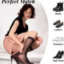 3 Pairs Shiny Knee High Stockings for Women 40 Denier Glossy Nylon Trouser Socks (Black)