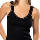 VAVONNE Camisole for Women, All Cotton, Airy Soft Comfy Tank Tops Cami Undershirt (Black/Lace Strap)