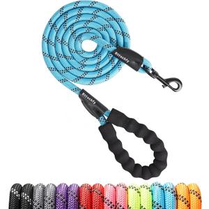 Rttochfy Rope Dog Leash 2/4/5/6/8/10 FT with Comfortable Padded Handle and Highly Reflective Threads for Small Medium and Large Dogs Heavy Duty (1/2"-5 FT, Blue)