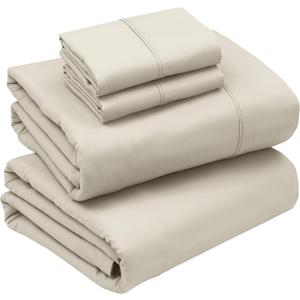 RUVANTI Queen Sheets Set, Brushed Microfiber Sheets 4 Pieces (1 Fitted Sheet, 1 Flat Sheet, 2 Pillowcases), with 15-inch Deep Pockets, Lightweight & Compfy Premium Hotel Bedding, Luxe Cream