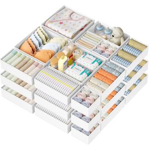 DIMJ Drawer Organizer Clothes- 12 Pack Baby Dresser Organizer for Nursery, Small Fabric Closet Drawer Organizer Bins for Underwears Socks, Foldable Storage Dividers Organization for Bedroom,  2 Large, 1 Medium, 9 Small