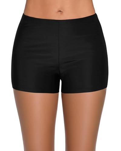Yonique Womens Swim Shorts Solid Tankini Bottoms Swimsuit Bottoms(Black, 18Plus)