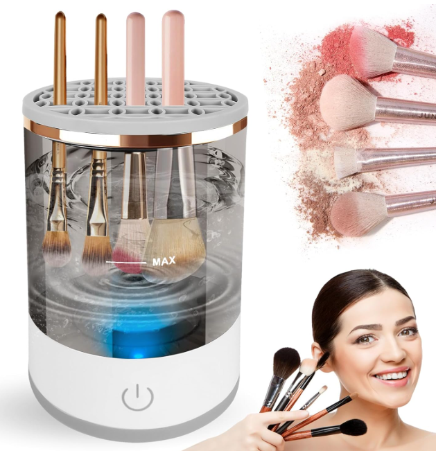 Electric Makeup Brush Cleaner Efficient Deep Cleaning and Drying of MmakeUp Brushes Portable Automatic USB Cosmetic Brushes Cleaner Tool for All Size Beauty Makeup Brush Set(Grey)