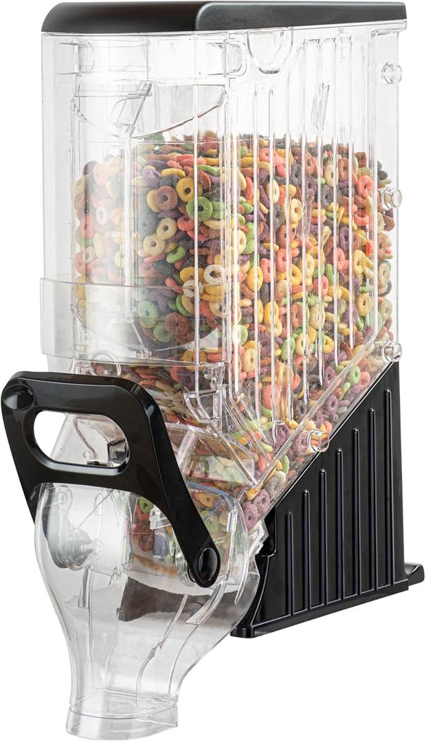Restaurantware Met Lux 3.4 Gallon Dry Food Dispenser, 1 Airtight Cereal Dispenser - With Base Stand, Single Control, 1 Black Plastic Grain Dispenser, For Snacks, Nuts, Or Coffee Beans
