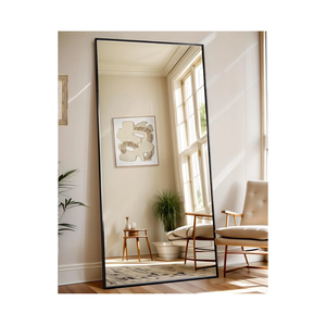 Antok Full Length Mirror, 71"x32" Floor Mirror with Stand, Hanging Mounted Mirrors for Bedroom, Living Room, Cloakroom, Dining Room, Black, Rect