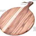 BILL.F Pizza Peel,14" L x 14" W Acacia Wood Cutting Board, with 5" Handle, 19" Overall Length
