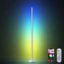 OIYN Smart RGBICW LED Corner Floor Lamp - 16 Million DIY Colors, 68+ Scenes, Music Sync, App & Remote Control, Color-Changing Ambient Lighting for Living Rooms, Bedrooms, and Gaming Rooms, White