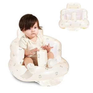 Mengduxd Inflatable Baby Seat, with Built in Air Pump, Inflatable Seat for Babies 3-36 Months for Home, Travel, Camping (Yellow, White Bear)