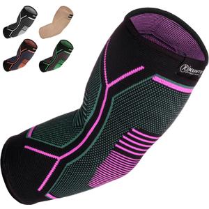 Kunto Fitness Elbow Brace Compression Support Sleeve (Shipped From USA) for Tendonitis, Tennis Elbow, Golf Elbow Treatment - Reduce Joint Pain During Any Activity! (Large, Pink)