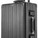 22x14x9 inch Carry on Suitcase, 22 Inch Aluminum Zipperless Carry-on Luggage Airline Approved, Full Aluminum Carry On Suitcase, All Aluminium Luggage with Skate-Grade PU Wheels,TSA Locks(Black)
