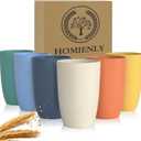 Homienly Drinking Glasses Premium Wheat Straw Unbreakable Cups - Set of 6 Alternative to Plastic Cups Reusable Unbreakable Drinking Cup Reusable Dishwasher Safe Water Glasses Tumblers (12 OZ) (Colorful)