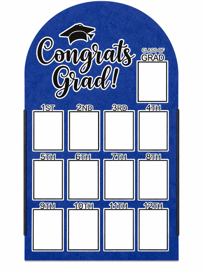 CroBlissful 27 x 16 Inch Graduation Photo Board Picture Frames Wall Decor Collage Display Blue Felt Board for 4 x 3 Inch Photo DIY Picture Holder 2026 Graduation Party Decorations