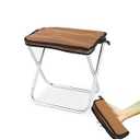 Generic Portable Aluminum Folding Stool with Self Zippered Storage Bag, Lightweight 0.68 lbs, for Outdoor Activities Hiking Camping Picnic Fishing, 330 LBS Capacity (Brown)