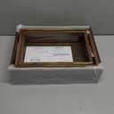 Wooden Nesting Countertop Baskets Set of 3 for Kitchen, Bathroom, Pantry|Wooden storage organizer For Fruit, Vegetables, Produce, Bread|Wooden Crate with handles|Decorative Rustic Wood and Metal Wire