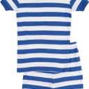 3 x Leveret Shorts Pajamas Boys 2 Piece Pajamas Set 100% Cotton (Blue/ White, Size 5 Toddler)