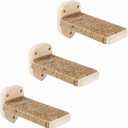 3 Pcs Cat Wall Steps, Cat Shelves and Perches for Wall, Wall-Mounted Cat Climbing Shelf with Hemp Rope Covered, Cat Wall Furniture Steps Set with Scratching Pads for Cats Playing and Climbing (Wood)