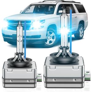 D3S HID Bulb Fit for Chevrolet 2015-2020 Tahoe Suburban OEM 4300K 35W Projector D3S Xenon Headlight Bulbs Replace, 8000K Blue Super Bright D3SC1 Bi-xenon Headlamp, Pack of 2