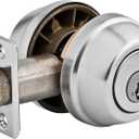 Kwikset Gatelatch Deadbolt Lock, Satin Chrome Round Keyed on Exterior and Interior Front Entry Door, Pick Resistant SmartKey Rekey Security, Double Cylinder Dead Bolt