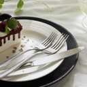 HIKAA Forged Silverware Set Stainless Steel Flatware Set,Service for 8,Matte Satin Polished Cutlery Set, with Serving Set and Metal Organizer (Matte Silver 45PCS)