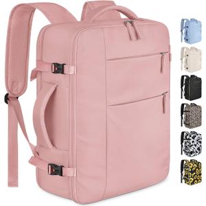 Capolo Travel Backpack for Women Men Waterproof Laptop Backpack Airlines Approved Carry On Backpack Bag Computer Bookbag for Business, Work, Traveling Fits 15.6 Inch Laptop(Pink)
