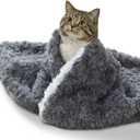 Cat Blanket for Indoor Cats - Ultra Thick 460GSM Faux Rabbit Fur & 260GSM Sherpa, Small Pet Throw for Carrier, Crate & Couch Protection, Soft Thermal Kitten Bedding, 21"x18" Grey