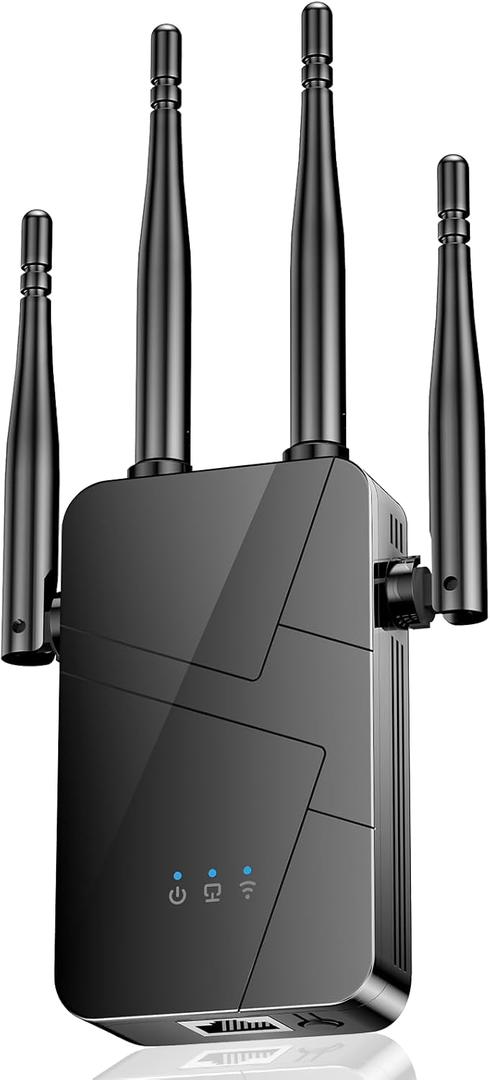 2026 WiFi Extender Signal Booster for Home, 15000sq.ft Wireless Internet Repeater, Long Range WiFi Booster and Signal Amplifier w/Ethernet Port, WiFi Router Extender Support 99% Devices, 1-Tap Setup (Black)