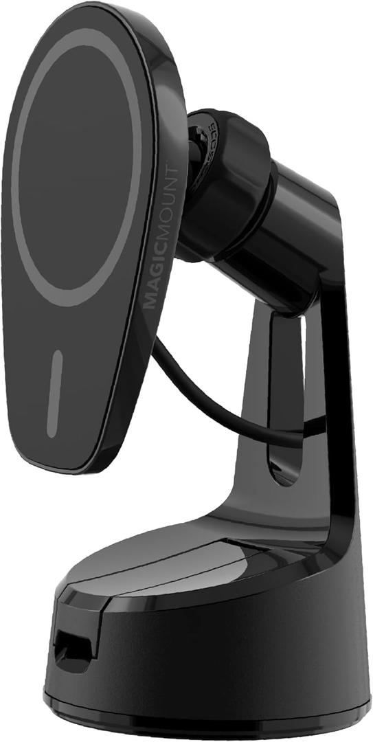 Scosche MPQ6 Magnetic Phone Holder for Car Dashboard/Windshield, 15W Wireless Fast Car Charger Stand, Hands Free Cell Phone Mount Compatible with iPhone 17/16/15/14/13/12 Series & MagSafe Case