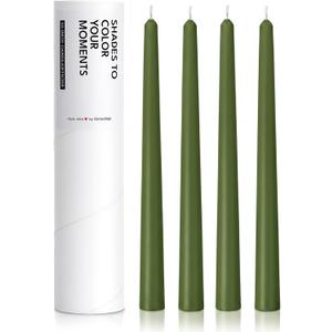 2 x 10" Classic Taper Candles, Moss Green, 4-Pack, 7-8 Hours Long Burning, Unscented Tall Candlesticks