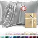 Bedsure Satin Pillowcase, Similar to Silk Pillow Cases Queen Size Set of 2, Cooling Pillow Case Covers with Envelope Closure, Room Decor Gifts for Women Men, Silver Grey, 20x30 Inches, 2pcs 