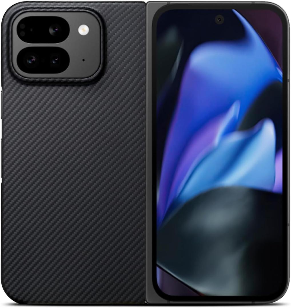 Thin Lightweight 600D Aramid Carbon Fiber Back Cover Case for Google Pixel 9 Pro Fold Black (For Pixel 9 Pro Fold)