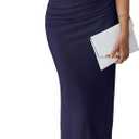 Simplee Womens Summer Bodycon Maxi Dress Ruched Sleeveless Elegant Ribbed Wedding Guest Cocktail Formal Long Dresses M
