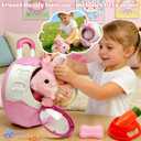 14Pcs Hopping Bunny Toy, Walking & Talking Rabbit in Suitcase Animated Stuffed Animal with Removable Clothes & Accessories, Pretend Play Pet Set, Easter Gift for Girls 3-6