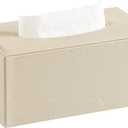 PU Leather Tissue Box Cover Rectangle Tissue Box Holder with Magnetic Closure, Decorative Tissue Holder for Bathroom Cover for 120 Count (3-Ply)/ 160 Count (2-Ply) Tissue Boxes (Beige)
